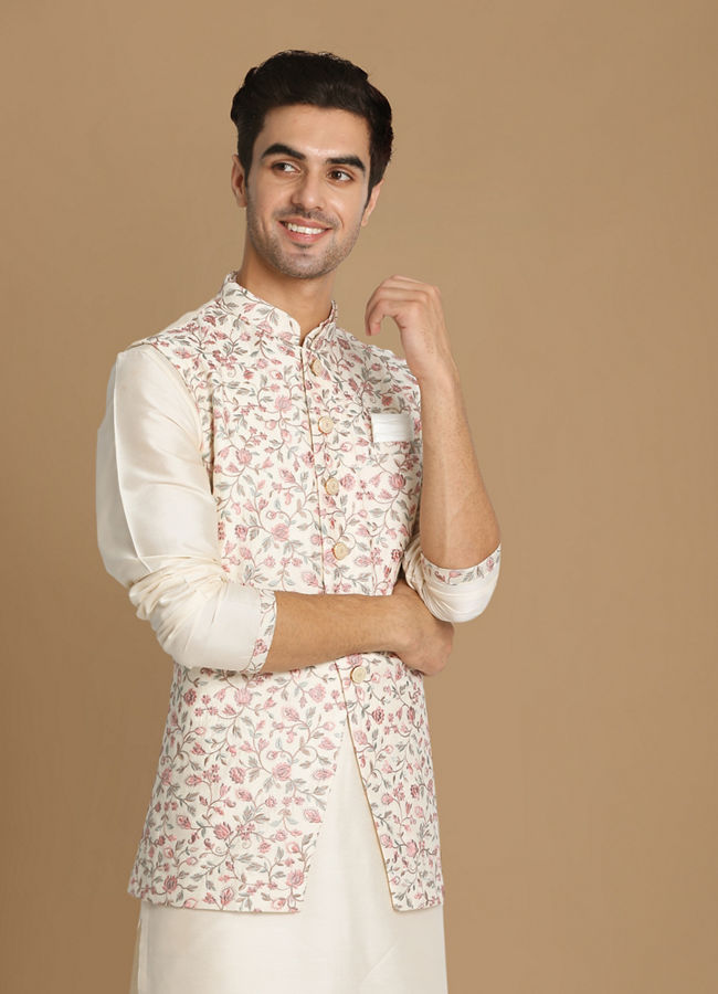 Classic Floral Print Jacket Kurta Set image number 0